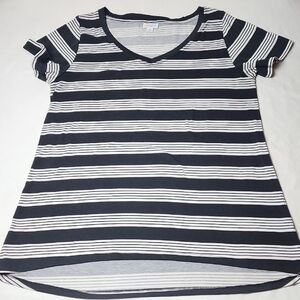 LuLaRoe Black White Striped V-Neck Women's Top Size Large